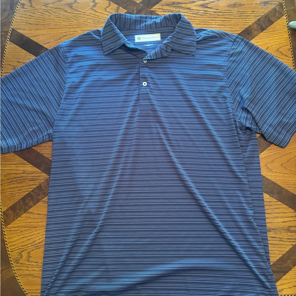 Blue Athletic Polo Shirt with Stripe Design